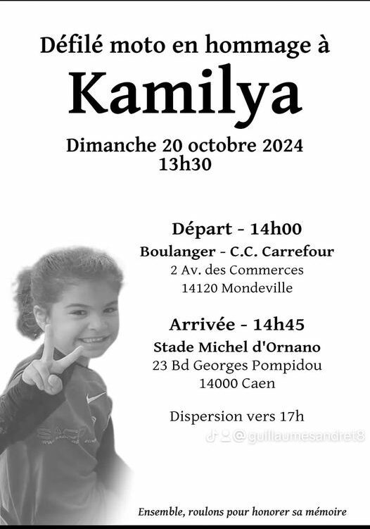 Défilé moto en hommage à Kamilya - 14120 Mondeville