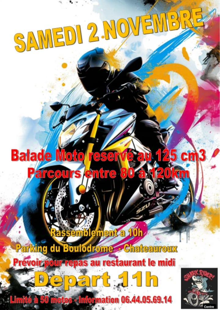 Balade moto 125 cm3 - 36000 Châteauroux