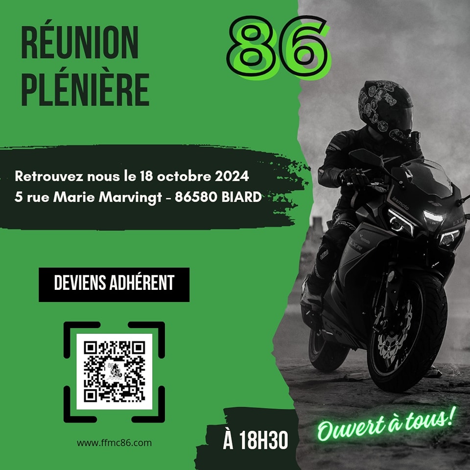 RÉUNION PLÉNIÈRE FFMC 86 - 86580 Biard