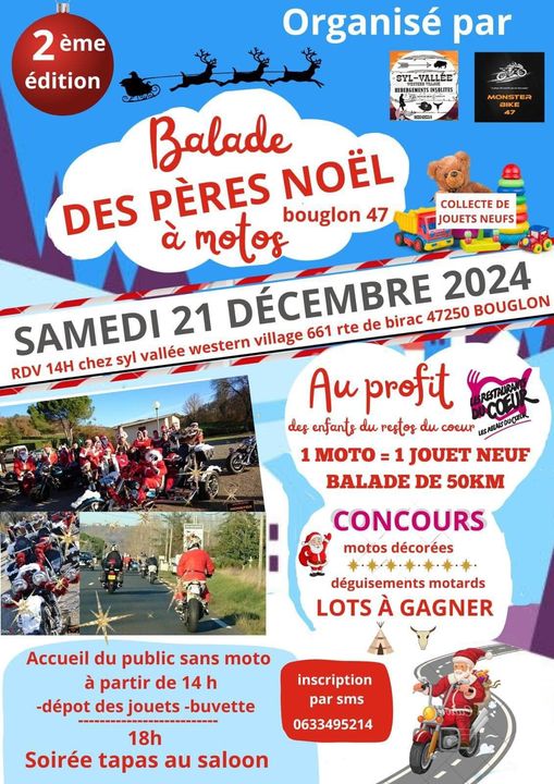 Balade des pères Noël à motos - 47250 Bouglon