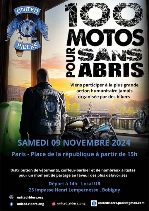 100 motos pour sans abris - 93000 Bobigny