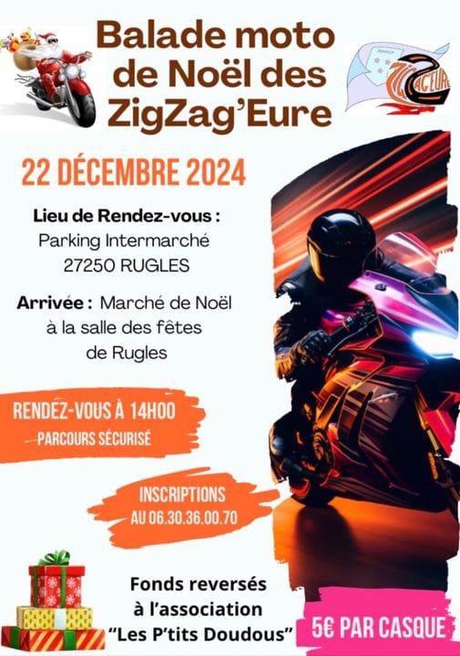 Balade moto de Noël des Zigzag'Eure - 27250 Rugles