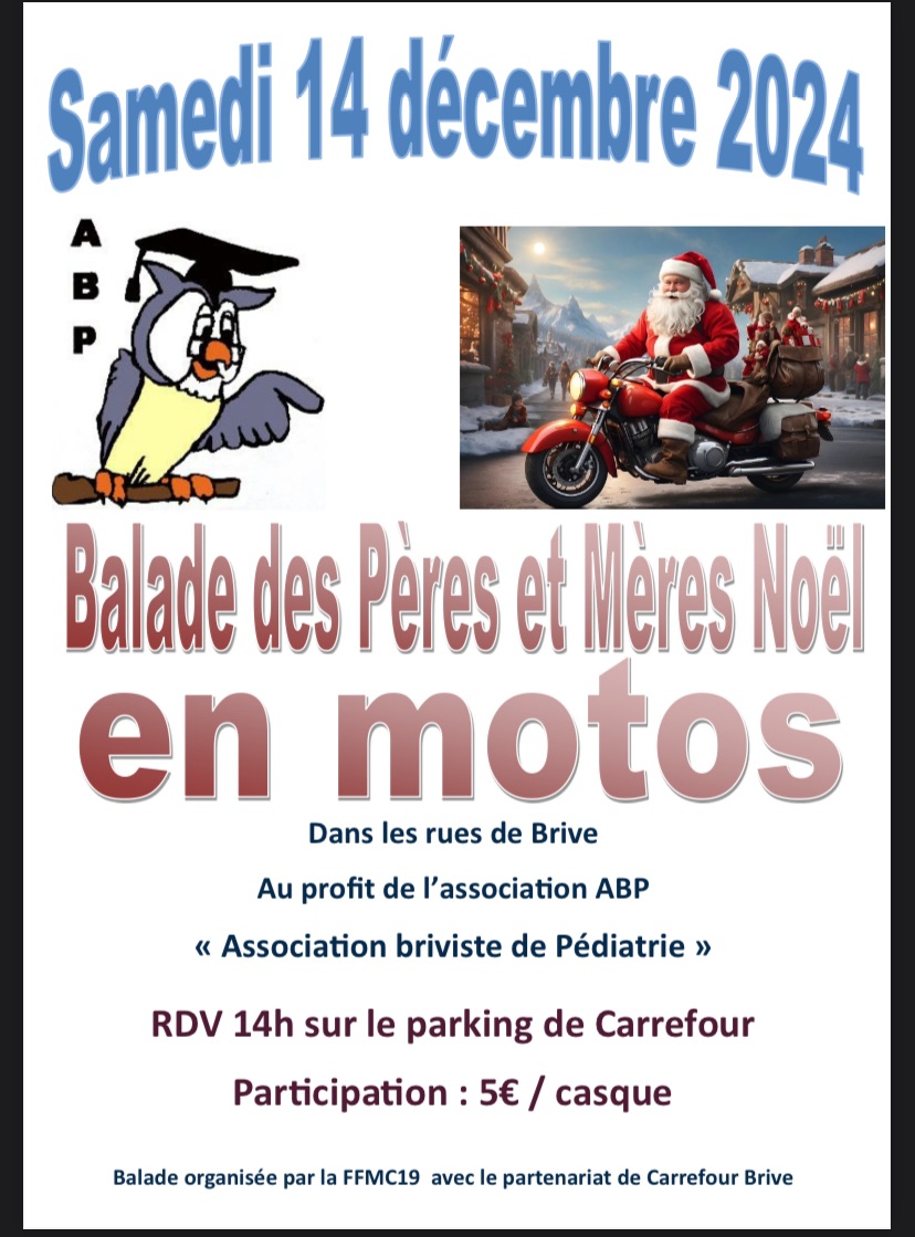 Balade des pères et Mères Noël en motos - 19100 Brive-la-Gaillarde