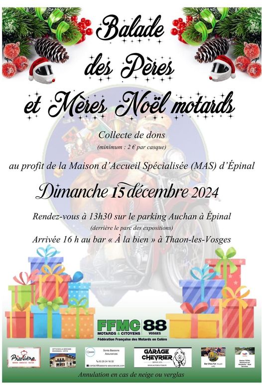 Balade des Pères et Mères Noël motards - 88000 Épinal