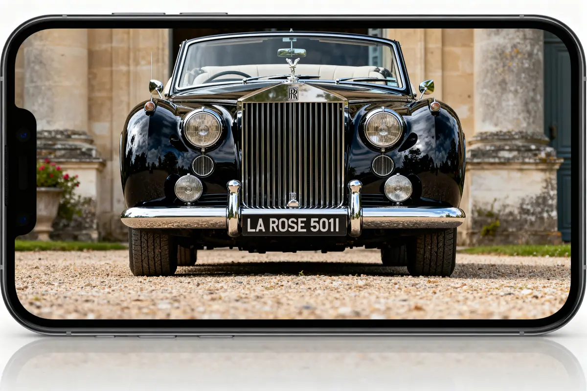 Voiture ancienne devant un bâtiment, potentiellement la voiture la plus chère du monde